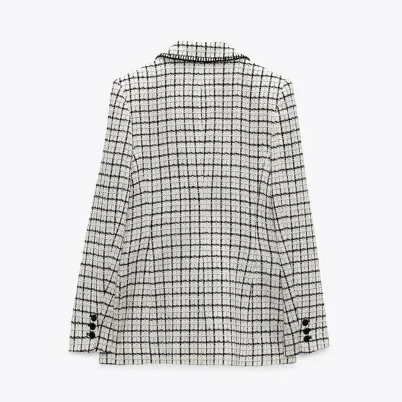 ZARA CHECKED DOUBLE-BACK BLAZER SIZE XS 2372 519 070 - Picture 5 of 7